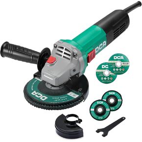 DCA 4-1/2 Inch Angle Grinder, 7.2 Amp Corded Electric Grinder, 860W 11,800 RPM Cut Off Tool with 2 Safety Guards, 4 Discs (Cutting & Flap Discs), Auxiliary Handle, Metal Cutting Power Tool in Kuwait