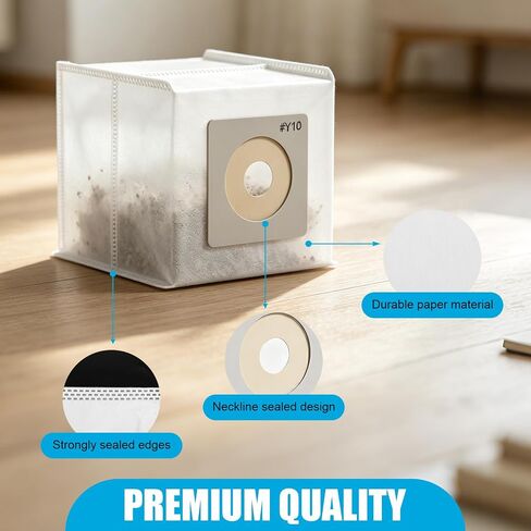 12pcs Y10 Vacuum Bags, Rv Vacuum Bags (White) | Durable Thick Dust Bag for Living room Bedroom Kitchen RV Compatible with CS6/ CS8/ CS8HW/ DOMETIC CV1003 in Kuwait