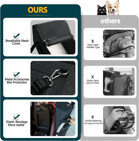 Loapooet Dog Car Seat Center Console Car Seat for Small Pets Portable Booster Seat Cats and Dogs Travel Bags Fully Detachable and Washable Front Seats Medium Dog Car Seat in Saudi Arabia