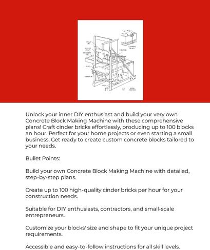 Concrete Block Making Machine Plans - Create 100 Cinder Blocks an Hour! in Kuwait