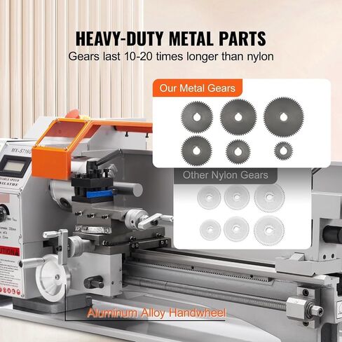 Brushless Mini Metal Lathe Machine 7''x16'' / 180mm*400mm 800W Digital Display Continuously Variable Metalworking Turning in Kuwait