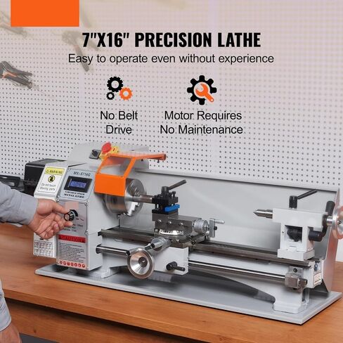 Brushless Mini Metal Lathe Machine 7''x16'' / 180mm*400mm 800W Digital Display Continuously Variable Metalworking Turning in Kuwait