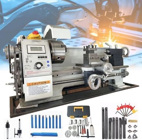 Miniature Metal Lathe, 900W High Power with 50-2500RPM Variable Speed, Precision Model Processing for Wood Working in Kuwait