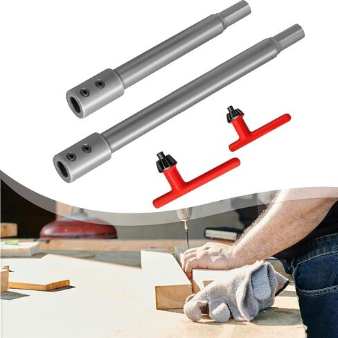 4 Pieces Bit Extension Set 3/8 Inch Round Shank Spade Extension Holes Saw Extension Non Slip Chuck Included Suitable for Furniture Assembly in Kuwait