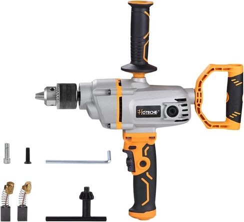 Hoteche 1200W 16MM Mixer Drill, Variable Speed Corded Drill with Reversible Function for Drilling & Mixing, Yellow, Color Box Packaging in Kuwait