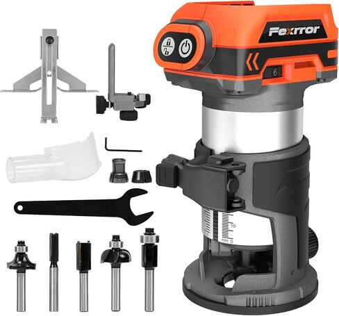 Cordless Compact Router for Makita Battery, Brushless Wood Router with 6 Variable Speeds, 30000 RPM for Woodworking, Cordless Palm Router Tool with 5PCS Router Bits, Dust Hood (Tool Only) in Kuwait