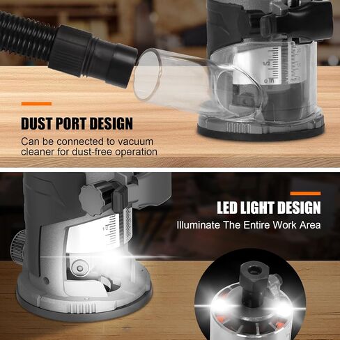 Cordless Compact Router for Makita Battery, Brushless Wood Router with 6 Variable Speeds, 30000 RPM for Woodworking, Cordless Palm Router Tool with 5PCS Router Bits, Dust Hood (Tool Only) in Kuwait