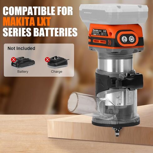 Cordless Compact Router for Makita Battery, Brushless Wood Router with 6 Variable Speeds, 30000 RPM for Woodworking, Cordless Palm Router Tool with 5PCS Router Bits, Dust Hood (Tool Only) in Kuwait