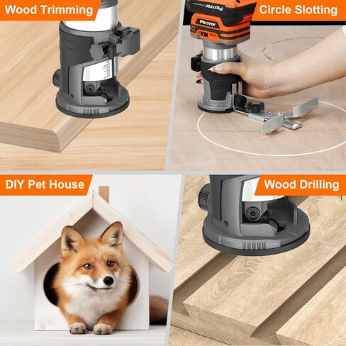 Cordless Compact Router for Makita Battery, Brushless Wood Router with 6 Variable Speeds, 30000 RPM for Woodworking, Cordless Palm Router Tool with 5PCS Router Bits, Dust Hood (Tool Only) in Kuwait