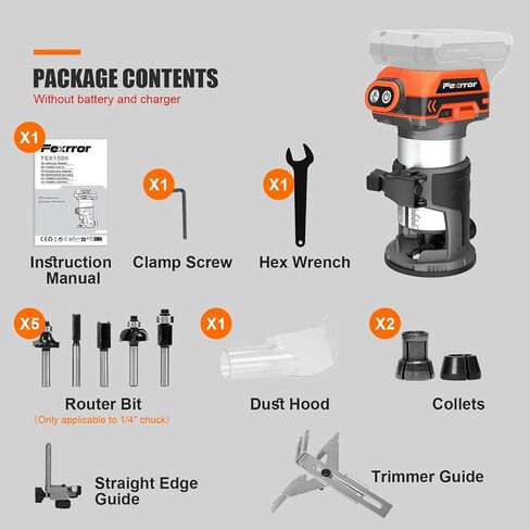 Cordless Compact Router for Makita Battery, Brushless Wood Router with 6 Variable Speeds, 30000 RPM for Woodworking, Cordless Palm Router Tool with 5PCS Router Bits, Dust Hood (Tool Only) in Kuwait