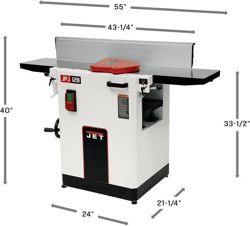 Jet 12-Inch Planer/Jointer, Straight Knife Cutterhead, 3 HP, 230V 1Ph (Model JPJ-12B) in Kuwait