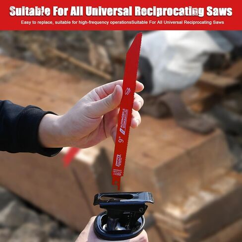 25 Pack 9in 14/18 TPI Auto Dismantling Reciprocating Saw Blades for Metal | Bi-Metal Carbide Alloy Steel Sawzall Blades with 8% Cobalt for 1/16-5/16 Medium Metals,saw saw blades with Organizer in Kuwait