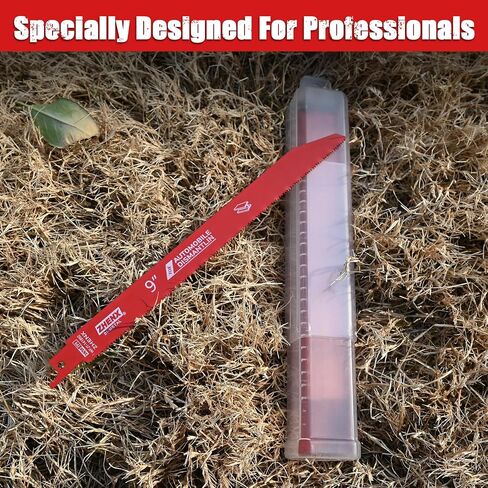 25 Pack 9in 14/18 TPI Auto Dismantling Reciprocating Saw Blades for Metal | Bi-Metal Carbide Alloy Steel Sawzall Blades with 8% Cobalt for 1/16-5/16 Medium Metals,saw saw blades with Organizer in Kuwait