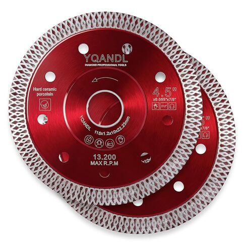2-Pack 4-1/2" Diamond Blade for Angle Grinder | Super Thin X-Teeth Turbo Tile Saw Blade, Wet/Dry Diamond Cutting Disc, For Porcelain Ceramic Granite Marble in Kuwait
