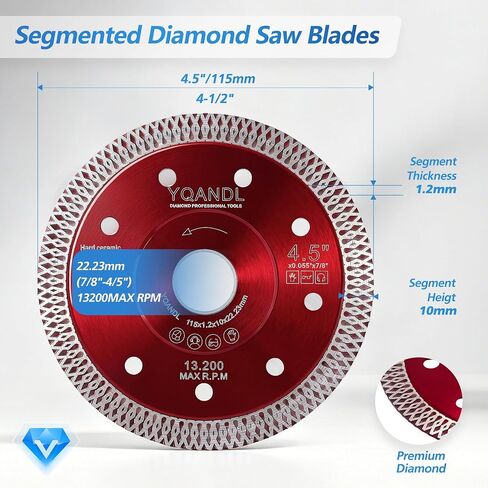 2-Pack 4-1/2" Diamond Blade for Angle Grinder | Super Thin X-Teeth Turbo Tile Saw Blade, Wet/Dry Diamond Cutting Disc, For Porcelain Ceramic Granite Marble in Kuwait