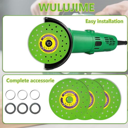 4-1/2 Inch Diamond Tile Cutting Blade for Angle Grinder - 3 Pack, Ultra-Thin Chip-Free Saw Disc for Porcelain, Ceramic, Glass, Marble, Stone, Granite, Dry & Wet Cutting, 7/8" Arbor with 5/8" Bushing in Kuwait