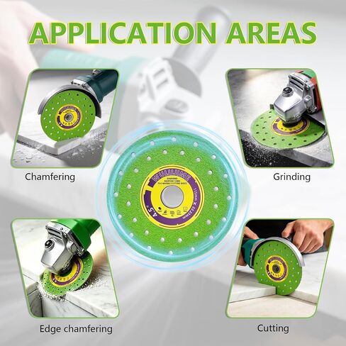 4-1/2 Inch Diamond Tile Cutting Blade for Angle Grinder - 3 Pack, Ultra-Thin Chip-Free Saw Disc for Porcelain, Ceramic, Glass, Marble, Stone, Granite, Dry & Wet Cutting, 7/8" Arbor with 5/8" Bushing in Kuwait