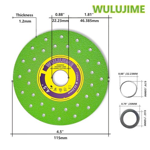 4-1/2 Inch Diamond Tile Cutting Blade for Angle Grinder - 3 Pack, Ultra-Thin Chip-Free Saw Disc for Porcelain, Ceramic, Glass, Marble, Stone, Granite, Dry & Wet Cutting, 7/8" Arbor with 5/8" Bushing in Kuwait