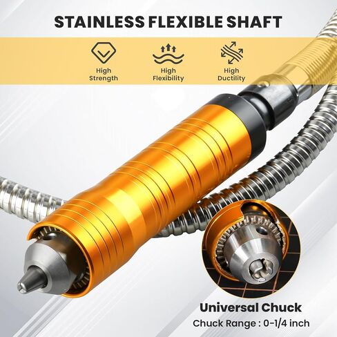 1200W Flex Shaft Grinder, 30000RPM Variable Speed Flex Shaft Rotary Tool Kit with 46pcs Accessories, 0-1/4" Universal Chuck Hanging Grinder for Polishing, Carving, Silver, Wood, DIY Creating in Kuwait