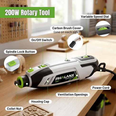 200W Rotary Tool Kit, 10000-38000 RPM 6 Speed Multi-Tool with Flex Shaft & 132pcs Accessories Kit, Power Rotary Tools for DIY Crafts, Engraving, Sanding, Polishing & Drilling in Kuwait