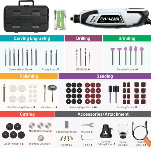 200W Rotary Tool Kit, 10000-38000 RPM 6 Speed Multi-Tool with Flex Shaft & 132pcs Accessories Kit, Power Rotary Tools for DIY Crafts, Engraving, Sanding, Polishing & Drilling in Kuwait