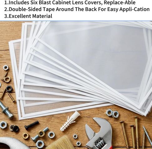 12 Pcs Abrasive Blasting Cabinet Lens Cover, 23 x 11 Inch Polyester Film Sandblast Cabinet Inner Lens Protector Adhesive Standard Sand Blast Film for Sandblast Replacement in Kuwait