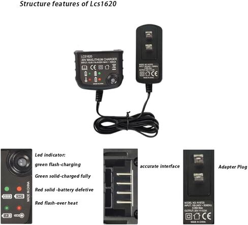 Lcs1620 Compatible with Black and Decker 12V 20V Lithium Battery Charger LCS1620B BDCAC202B PCC692L to Charge LBXR20 LB20 LBX20 LBXR2520 LBX4020 LB2X4020 LBXR20-OPE LBXR2020-OPE LB2X3020-OPE in Kuwait