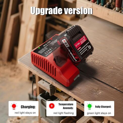 2 Pack 18V 8.0Ah Battery with Charger Replace for Milwaukee M-18 Batteries | High capacity,12V and 18V rapid charger,Compatible with Milwaukee 18V power tools in Kuwait