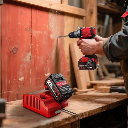 2 Pack 18V 8.0Ah Battery with Charger Replace for Milwaukee M-18 Batteries | High capacity,12V and 18V rapid charger,Compatible with Milwaukee 18V power tools in Kuwait