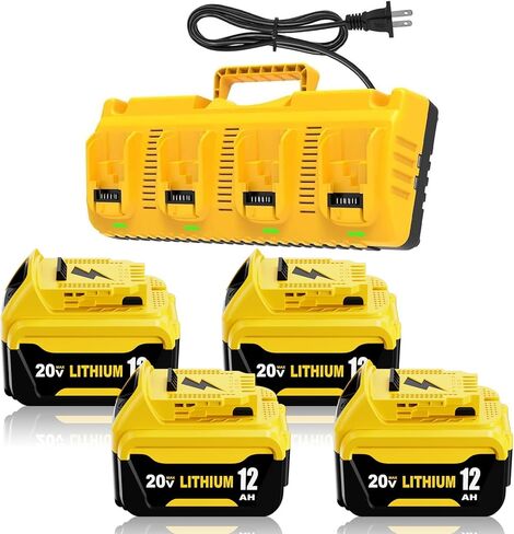 2Packs 12000mAh DCB206 DCB207 Replacement for Dewalt 20V MAX Battery 12.0Ah and DCB102 Charger Combo Compatible with Dewalt 20V Battery Lithium DCB207 DCB203 DCB204 DCB200 DCB201 Series Power Tool in Saudi Arabia