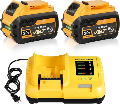 2Pack 9.0Ah Replacement for Dewalt 20V 60V Max Flexvolt Battery Charger Compatible with 20 60 Volt Battery Charger DCB609 DCB606 DCB612 DCB200 DCB201 DCB203 DCB204 DCB206 DCB207 DCB209 Cordless Tools in Saudi Arabia