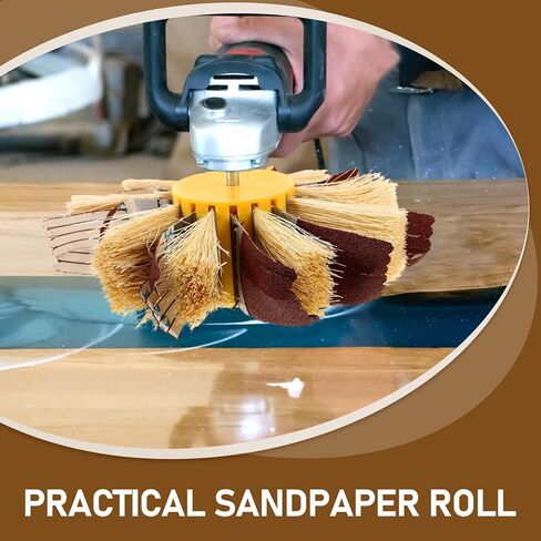 Baluue 120-grit Sandpaper Roll Drum Sander for Wood Furniture Polishing with Sisal Hemp Material, Easy to Operate Sanding Drum for Drill Press and Rotary Tools in Kuwait