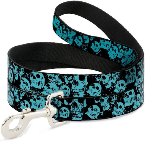 Buckle-Down Pet Leash - Skulls Stacked Weathered Black/Teal - 4 Feet Long - 1" Wide in Saudi Arabia