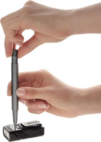 TROIKA Bit pen with 12 different precision bits, construction tool 13, space-saving storage in pen housing with magnetic tip for secure fixing of bits, aluminium, titanium-coloured in Kuwait