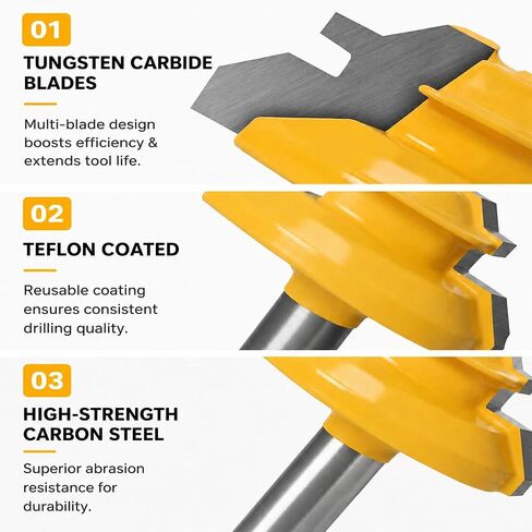 Boren 45 Degree Lock Miter Router Bit 3-Piece Set 1/4 Inch Shank | for 1/2", 5/8", 3/4" Cutting Height, Easy to Create Lock Miter Joint,Woodworking Tools for Cabinets, Drawers, Doors. in Kuwait