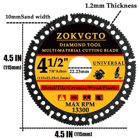 5 Pack Indestructible Disc for Grinder 4 1/2 X 7/8 Inch Multi-Material Diamond Cut Off Wheels for Cutting Metal/Tile/Ceramic/Wood/Plastic (5) in Kuwait