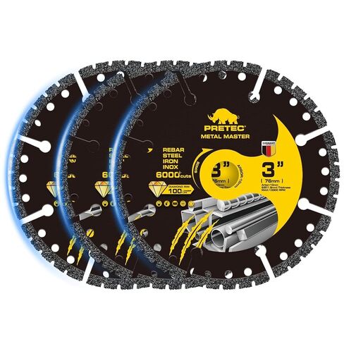 Diamond Cutting Wheel 4 1/2 x 7/8 Inch, Angle Grinder Cutting Disc, Carbide Cut Off Wheels, 4 1/2 Cut Off Wheel for Metal with 6000+ Cuts on Rebar, Steel, Iron and INOX - 3Pack in Kuwait
