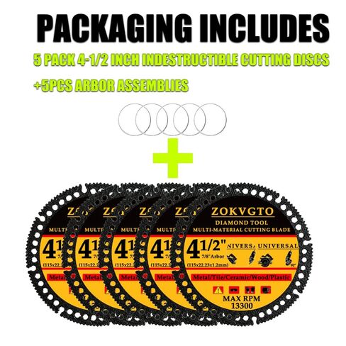 5 Pack Indestructible Disc for Grinder 4 1/2 X 7/8 Inch Multi-Material Diamond Cut Off Wheels for Cutting Metal/Tile/Ceramic/Wood/Plastic (5) in Kuwait