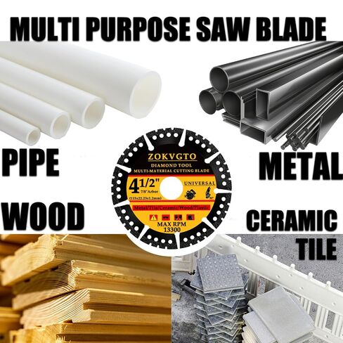 5 Pack Diamond Multi Purpose Saw Blade 4 1/2 inch Indestructible Diamond Cutting Wheel with 7/8 Arbor Angle Grinder Cutting Disc for Metal,Tile,Ceramic,Wood,Plastic (5) in Kuwait