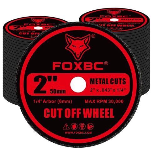 FOXBC 2 Inch Metal Cut Off Wheels for Die Grinder, 2" x .04" x 1/4", Cutting for Metal, Stainless Steel, Plastic - 100 Pack in Kuwait