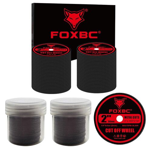 FOXBC 2 Inch Metal Cut Off Wheels for Die Grinder, 2" x .04" x 1/4", Cutting for Metal, Stainless Steel, Plastic - 100 Pack in Kuwait