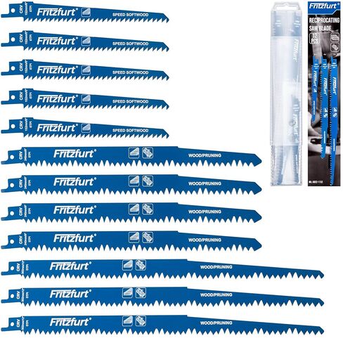9PCS Reciprocating Saw Blades Set, Metal Saw Blades Premium Bi-Metal 6" & 9" & 12" Metal Cutting Saw Blades with Storage Box, Long-Lasting Pruning Blades in Kuwait