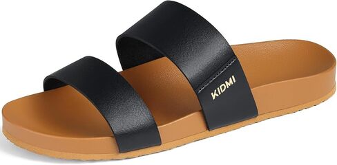 KIDMI Women's Arch Support Sandals Vegan Leather Slides | Waterproof Slip-On Summer Slides with Double Strap Design, Flexible Footbed for Beach, Pool, Travel and Casual Wear in Kuwait