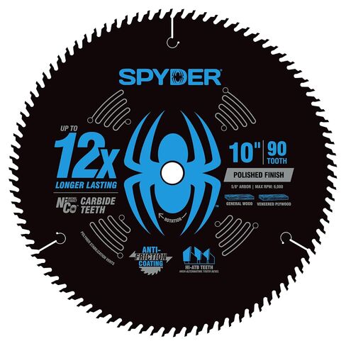 Spyder 10" 6T Saw Blade for Fiber Cement Boards (13091) | Diamond Tipped FTG Teeth, 5/8" Arbor, for Miter and Table Saws in Kuwait