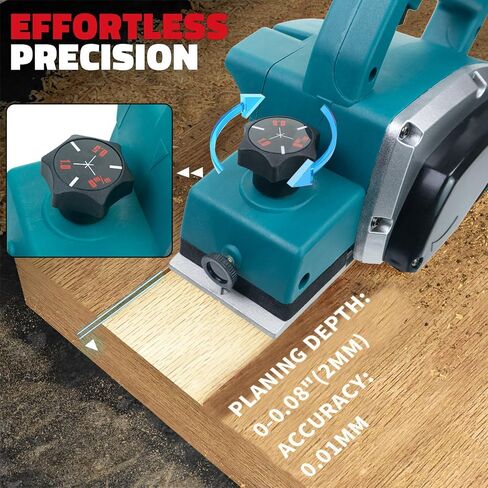 Cordless Hand Planer Adjustable Depth 0-1mm With 2 * 21V Rechargeable Batteries, 16000rpm Hand Planer Woodworking Tools With Safety Lock For Wood Chamfering DIY Models in Kuwait