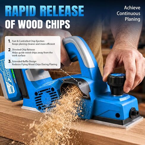 21V Cordless Wood Planer with Brushless Motor 3-1/4 Inch | 15000 RPM Electric Hand Planer with Two 4.0Ah Batteries Power Tool for Woodworking Carpentry Home DIY in Kuwait