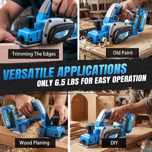 21V Cordless Wood Planer with Brushless Motor 3-1/4 Inch | 15000 RPM Electric Hand Planer with Two 4.0Ah Batteries Power Tool for Woodworking Carpentry Home DIY in Kuwait