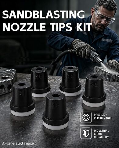 Sandblasting Nozzle Tips Kit, 2/2.5/3/3.5/4.5mm for Sandblasting Guns | 5 Pcs Sandblaster Replacement Nozzle for Sand Blaster Gun & Cabinet in Kuwait