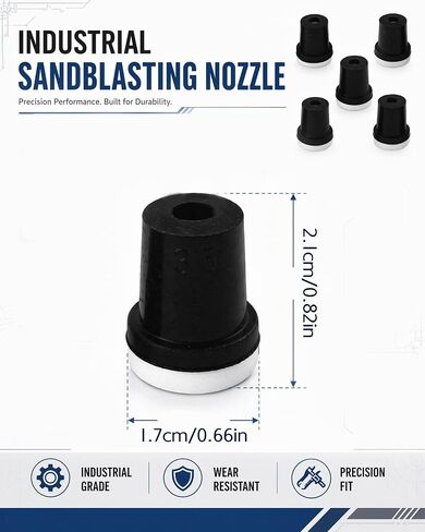 Sandblasting Nozzle Tips Kit, 2/2.5/3/3.5/4.5mm for Sandblasting Guns | 5 Pcs Sandblaster Replacement Nozzle for Sand Blaster Gun & Cabinet in Kuwait