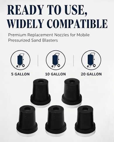 Sandblasting Nozzle Tips Kit, 2/2.5/3/3.5/4.5mm for Sandblasting Guns | 5 Pcs Sandblaster Replacement Nozzle for Sand Blaster Gun & Cabinet in Kuwait